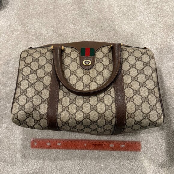 EUG Authentic GUCCI Vintage Sherry Logo GG Boston Bag - Picture 1 of 4